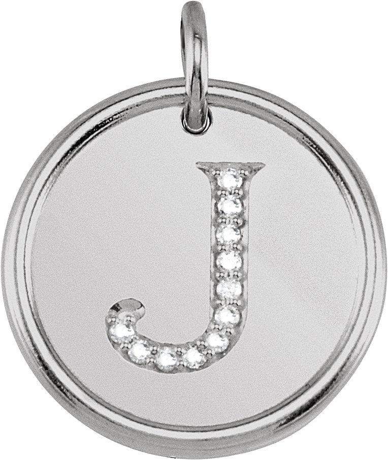 14K White .06 CTW Natural Diamond Initial J Pendant Ref 3229256