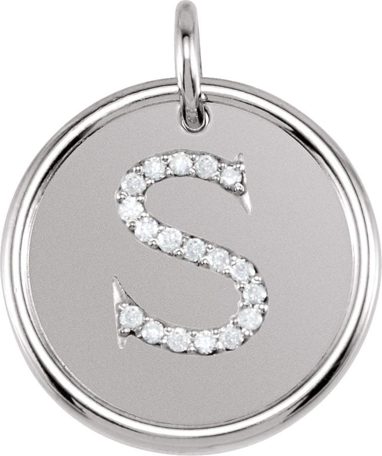 Sterling Silver 0.10 CTW Natural Diamond Initial S Pendant Ref 3216611