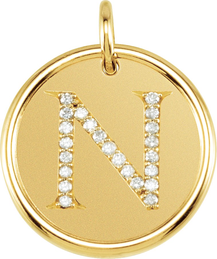 14K Yellow 0.10 CTW Natural Diamond Initial N Pendant Ref 3216590