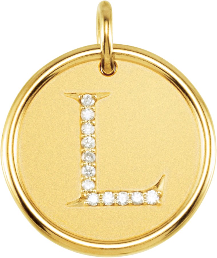 14K Yellow .06 CTW Natural Diamond Initial L Pendant Ref 3216043