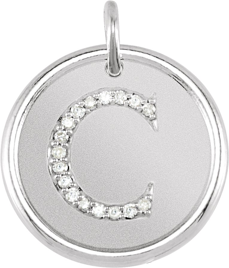 14K White .08 CTW Natural Diamond Initial C Pendant Ref 3214673