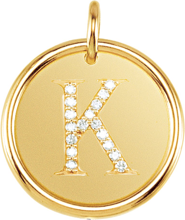 18K Yellow Vermeil .08 CTW Natural Diamond Initial K Pendant Ref 4628323