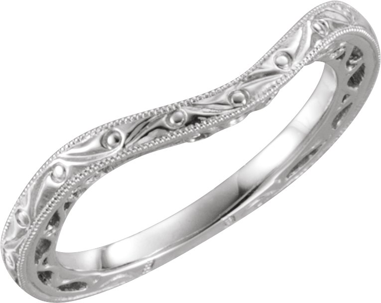 14K White Design-Engraved Band  