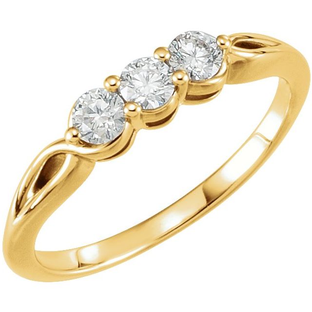 14K Yellow 1/3 CTW Natural Diamond Three-Stone Ring