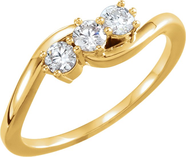 14K Yellow 1/3 CTW Lab-Grown Diamond Three-Stone Ring