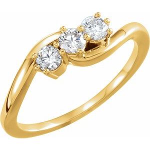 14K Yellow 1/3 CTW Lab-Grown Diamond Three-Stone Ring