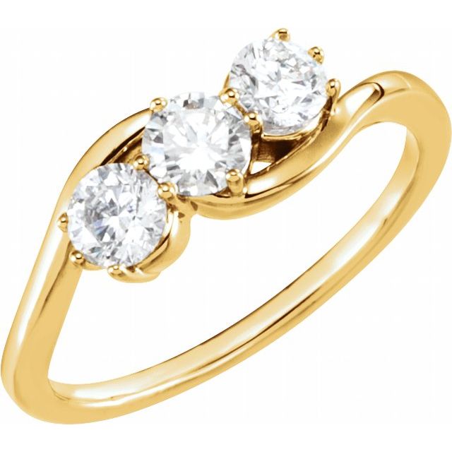 14K Yellow 3/4 CTW Natural Diamond Three-Stone Ring 