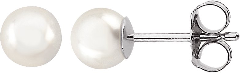 14K White 5 mm White Akoya Cultured Pearl Earrings Ref. 2684727