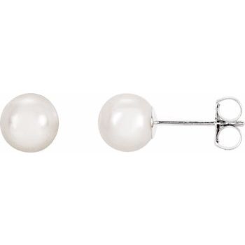 14K White 6 mm White Akoya Cultured Pearl Earrings Ref. 2684714