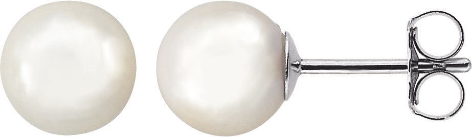 14K White 7 mm White Akoya Cultured Pearl Earrings Ref. 2684726