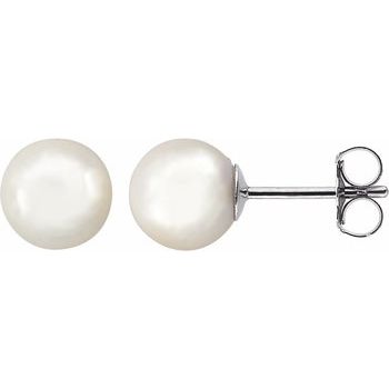 14K White 7 mm White Akoya Cultured Pearl Earrings Ref. 2684726