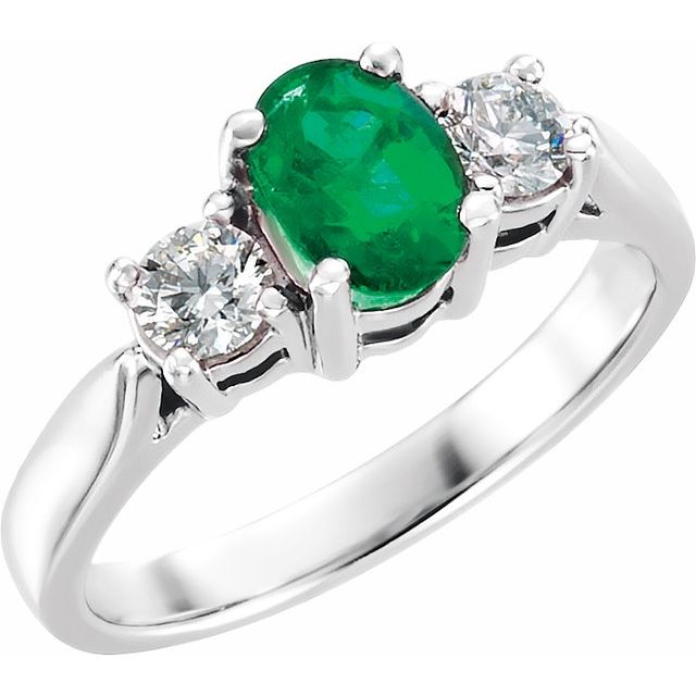 Platinum Natural Emerald & 3/8 CTW Natural Diamond Ring