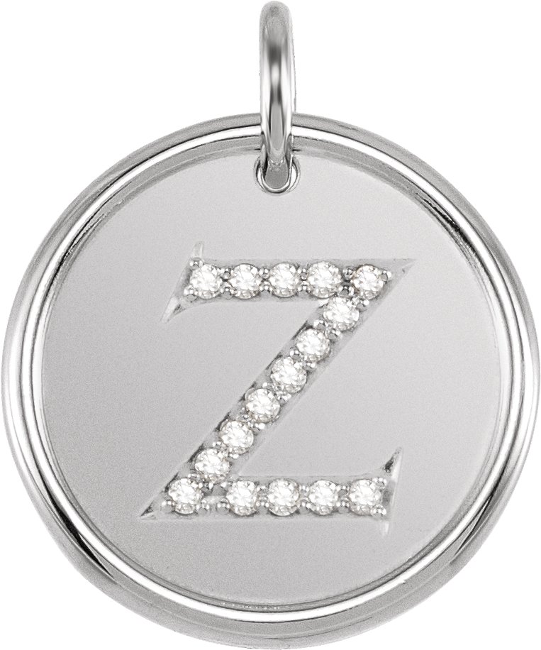 14K White .08 CTW Natural Diamond Initial Z Pendant Ref 3232933