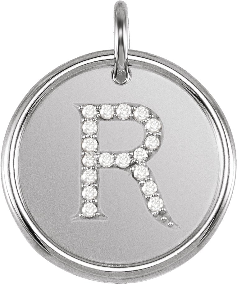 14K White 0.10 CTW Natural Diamond Initial R Pendant Ref 3231717