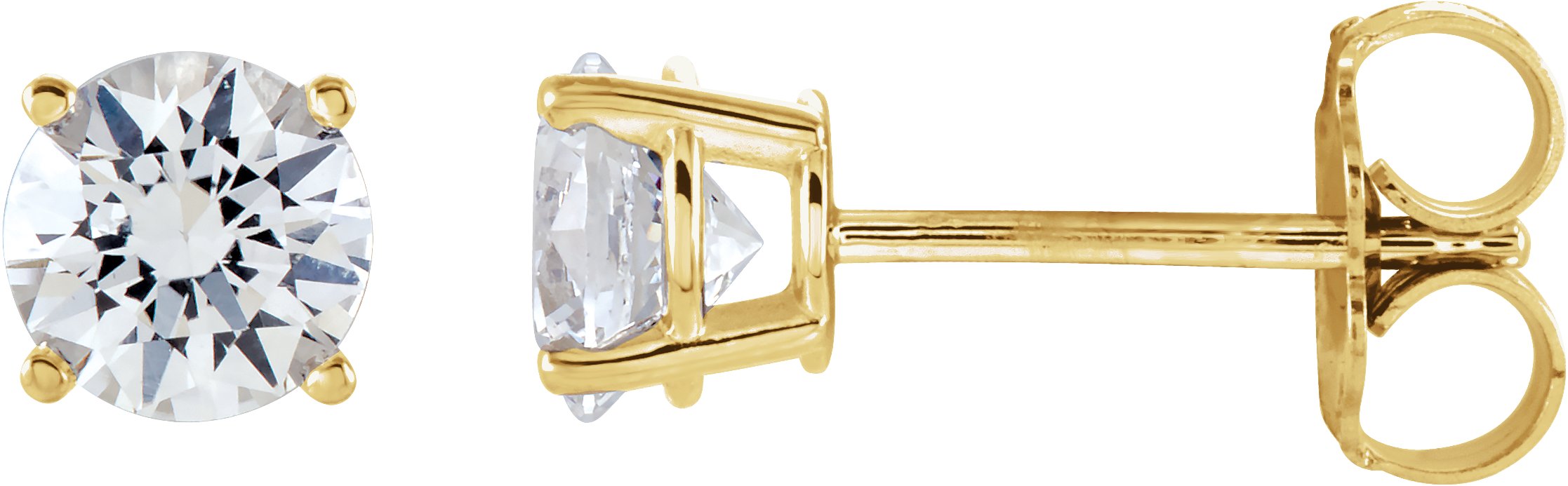 14K Yellow 1 CTW Natural Diamond Stud Earrings with Friction Post