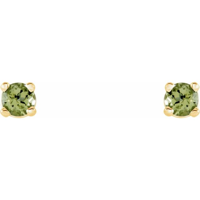 14K Yellow 2.5 mm Natural Peridot Stud Earrings with Friction Post