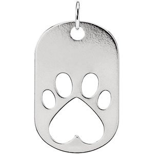 14K White Our Cause for Paws™ Dog Tag Pendant
