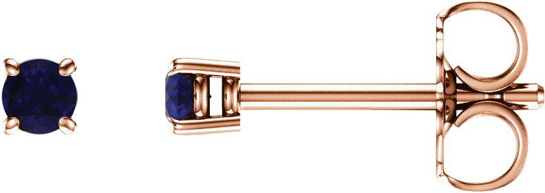 14K Rose 2.5 mm Lab-Grown Blue Sapphire Stud Earrings