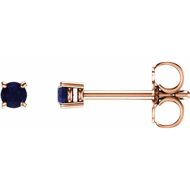 14K Rose 2.5 mm Lab-Grown Blue Sapphire Stud Earrings
