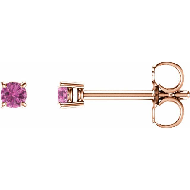 14K Rose 2.5 mm Natural Pink Sapphire Stud Earrings