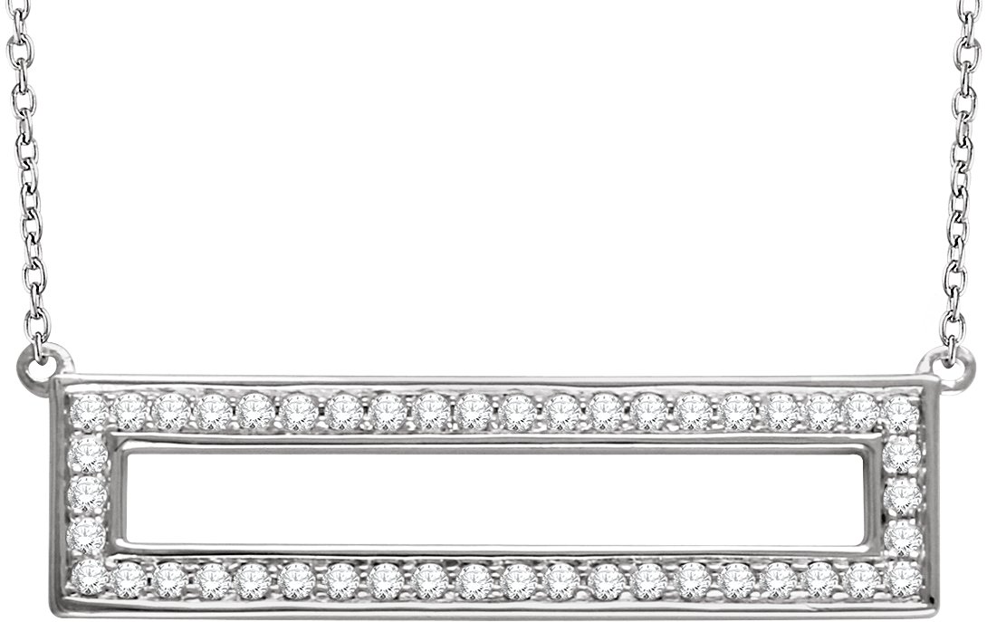 14K White 3/8 CTW Natural Diamond Rectangle 16-18 Necklace 