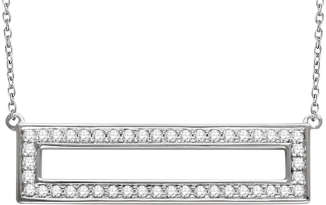 14K White 3/8 CTW Natural Diamond Rectangle 16-18" Necklace 