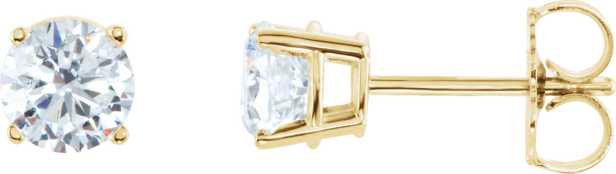 14K Yellow 2 CTW Natural Diamond Stud Earrings with Friction Post