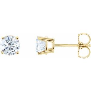 14K Yellow 1 CTW Natural Diamond Stud Earrings with Friction Post
