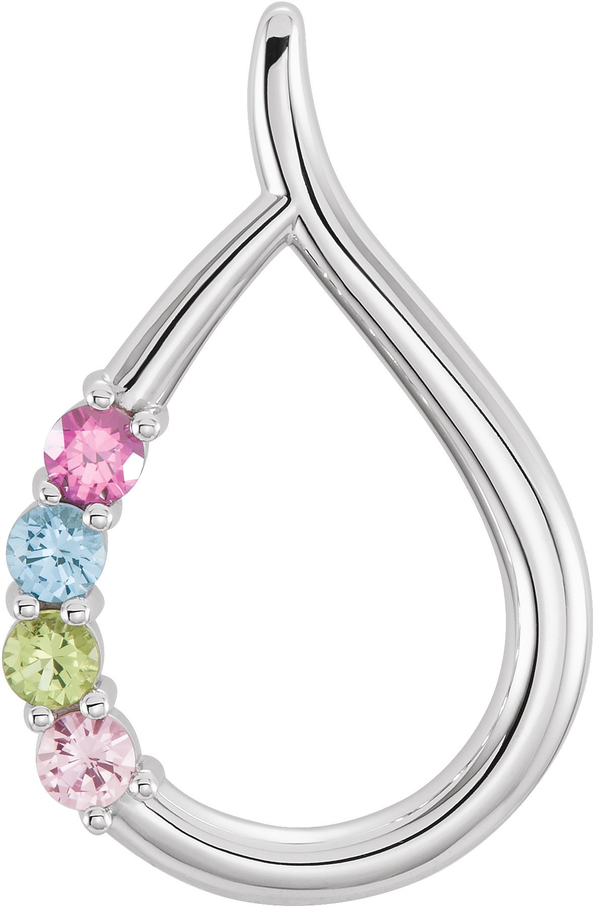 14K White 2.5 mm Round 4-Stone Family Pendant Mounting