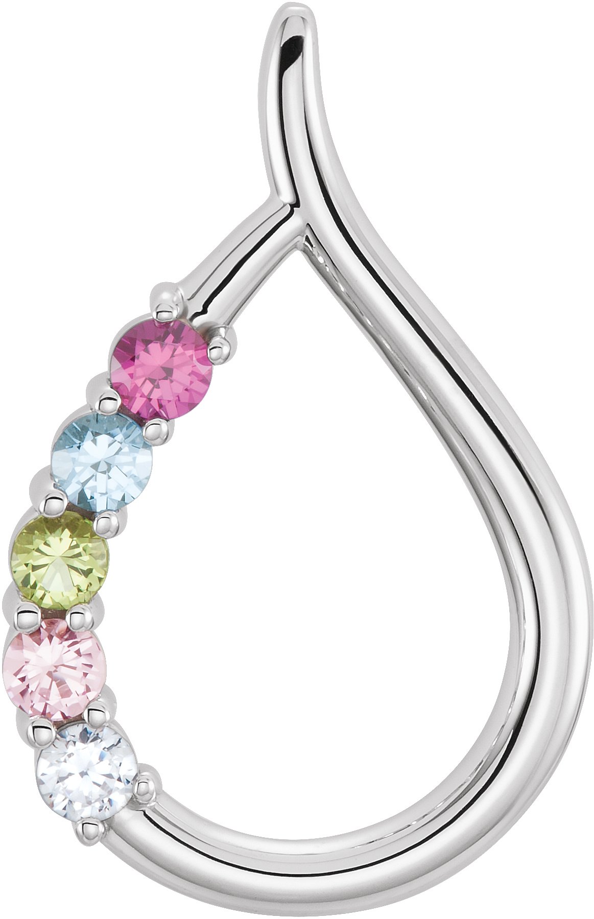 14K White 2.5 mm Round 5-Stone Family Pendant Mounting