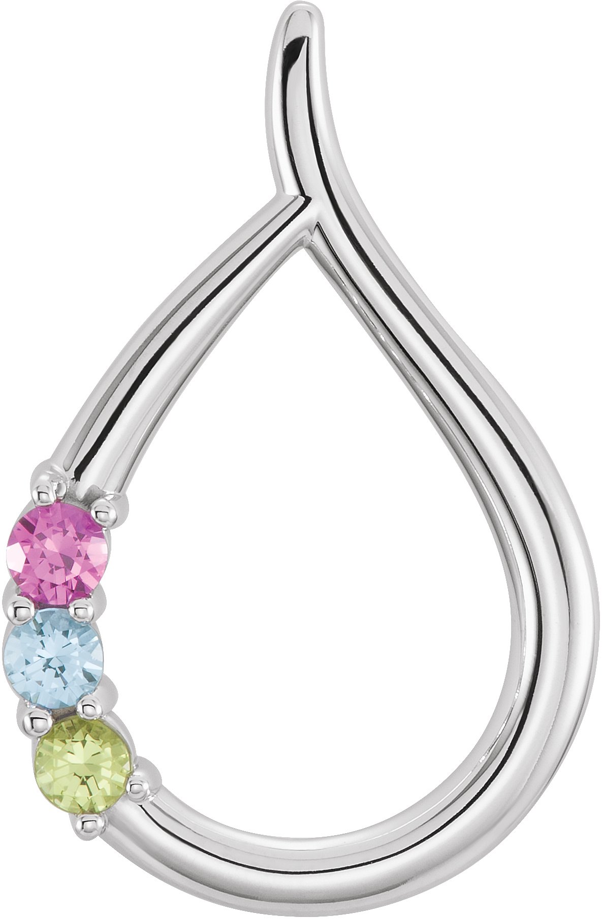 14K White 2.5 mm Round 3-Stone Family Pendant Mounting