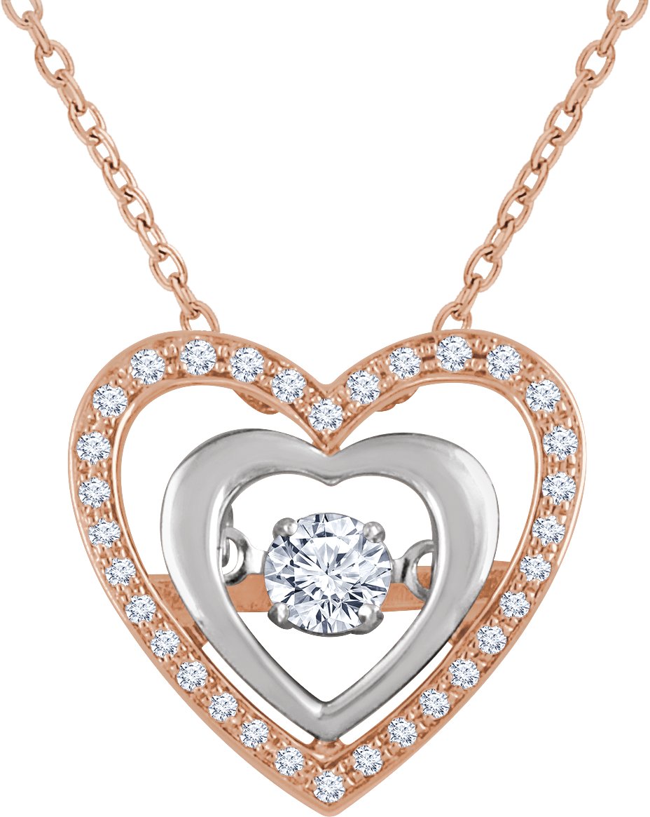 14K Rose/White 1/4 CTW Diamond Heart Mystara® 18" Necklace