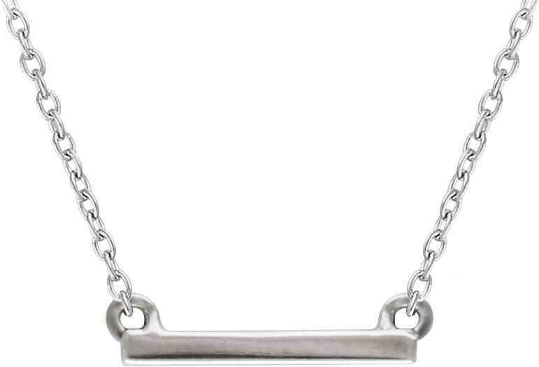 14K White Petite Bar 16-18" Necklace