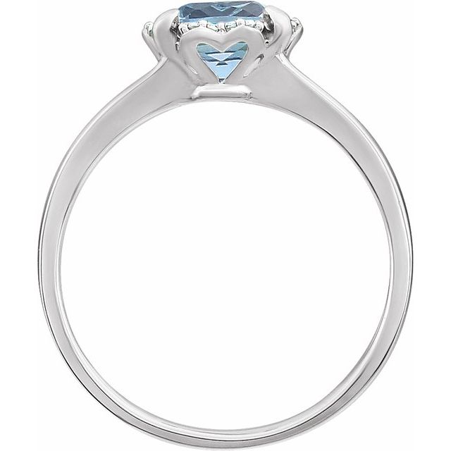 14K White Natural Sky Blue Topaz & .05 CTW Natural Diamond Ring