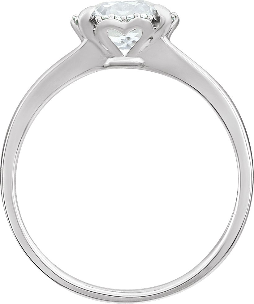 14K White Lab-Grown White Sapphire & .05 CTW Natural Diamond Ring