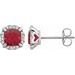 14K White Lab-Grown Ruby & 1/10 CTW Natural Diamond Earrings