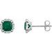 14K White Lab-Grown Emerald & 1/10 CTW Natural Diamond Earrings