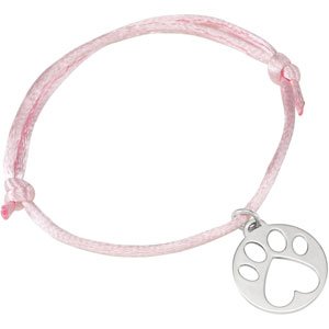 Sterling Silver Our Cause for Paws™ Pink Satin Cord 6.5-8" Bracelet