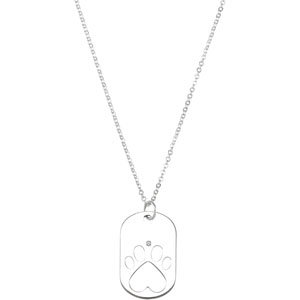 Sterling Silver .02 CT Natural Diamond Dog Tag 18" Necklace