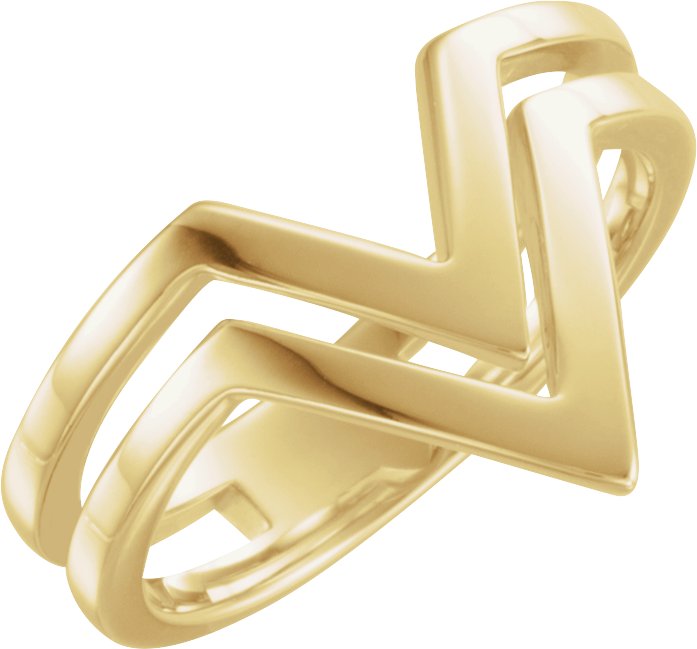 14K Yellow Double V Ring