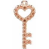 10K Rose 1 mm Round Accented Key Dangle