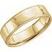 14K Yellow 6 mm Flat Band with Hammered Texture & Milgrain Size 9