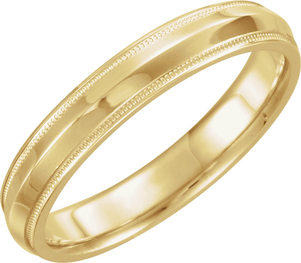 14K Yellow 4 mm Knife Edge Comfort-Fit Band with Milgrain Size 5.5