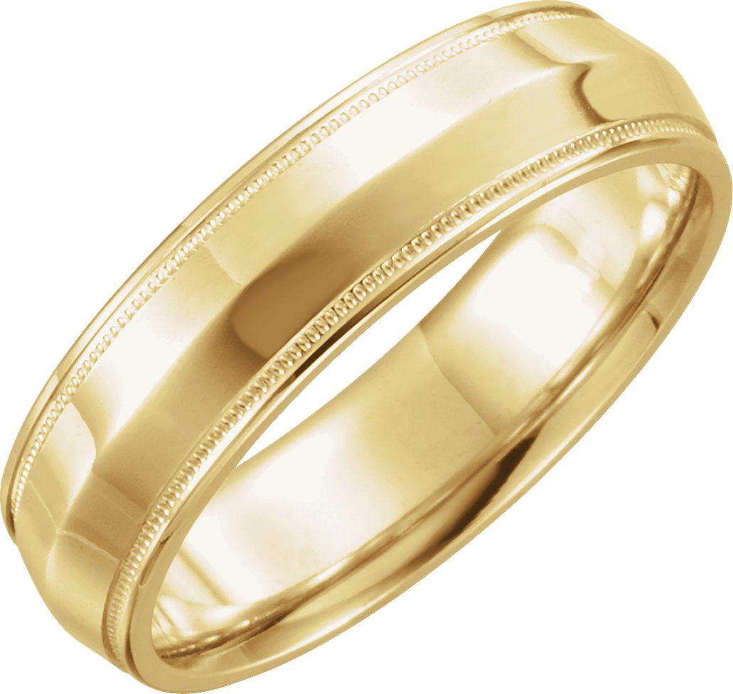 14K Yellow 6 mm Knife Edge Comfort-Fit Band with Milgrain Size 5.5