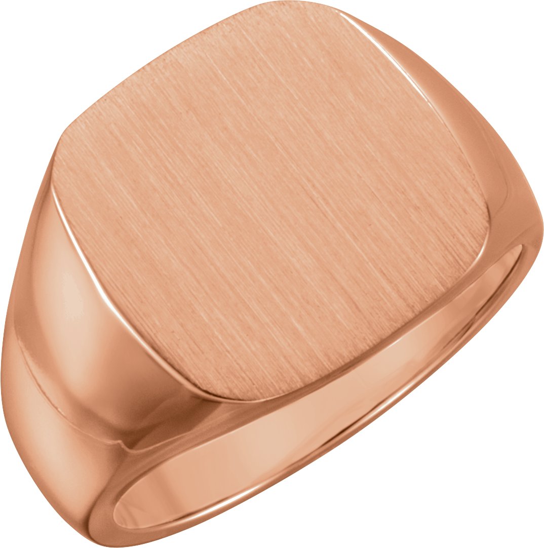 14K Rose 16 mm Square Signet Ring