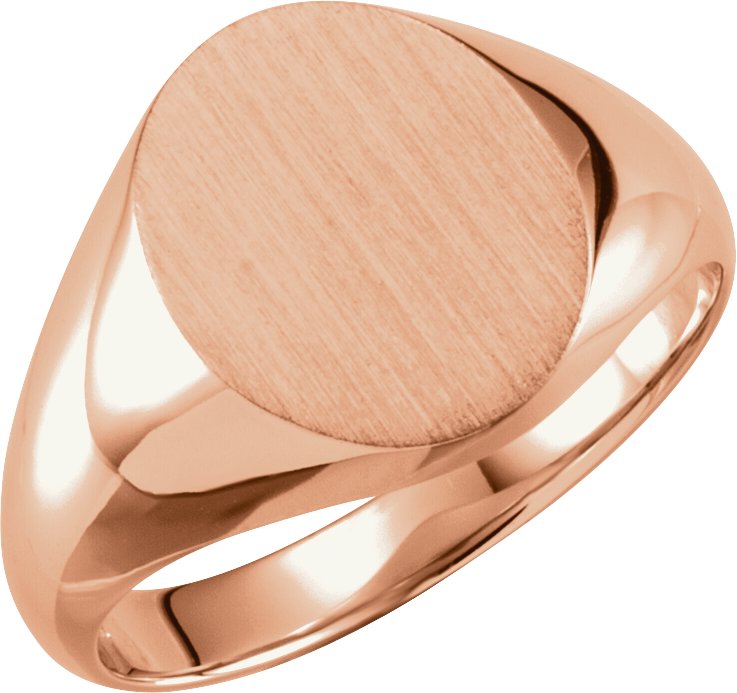 14K Rose 10x12 mm Oval Signet Ring