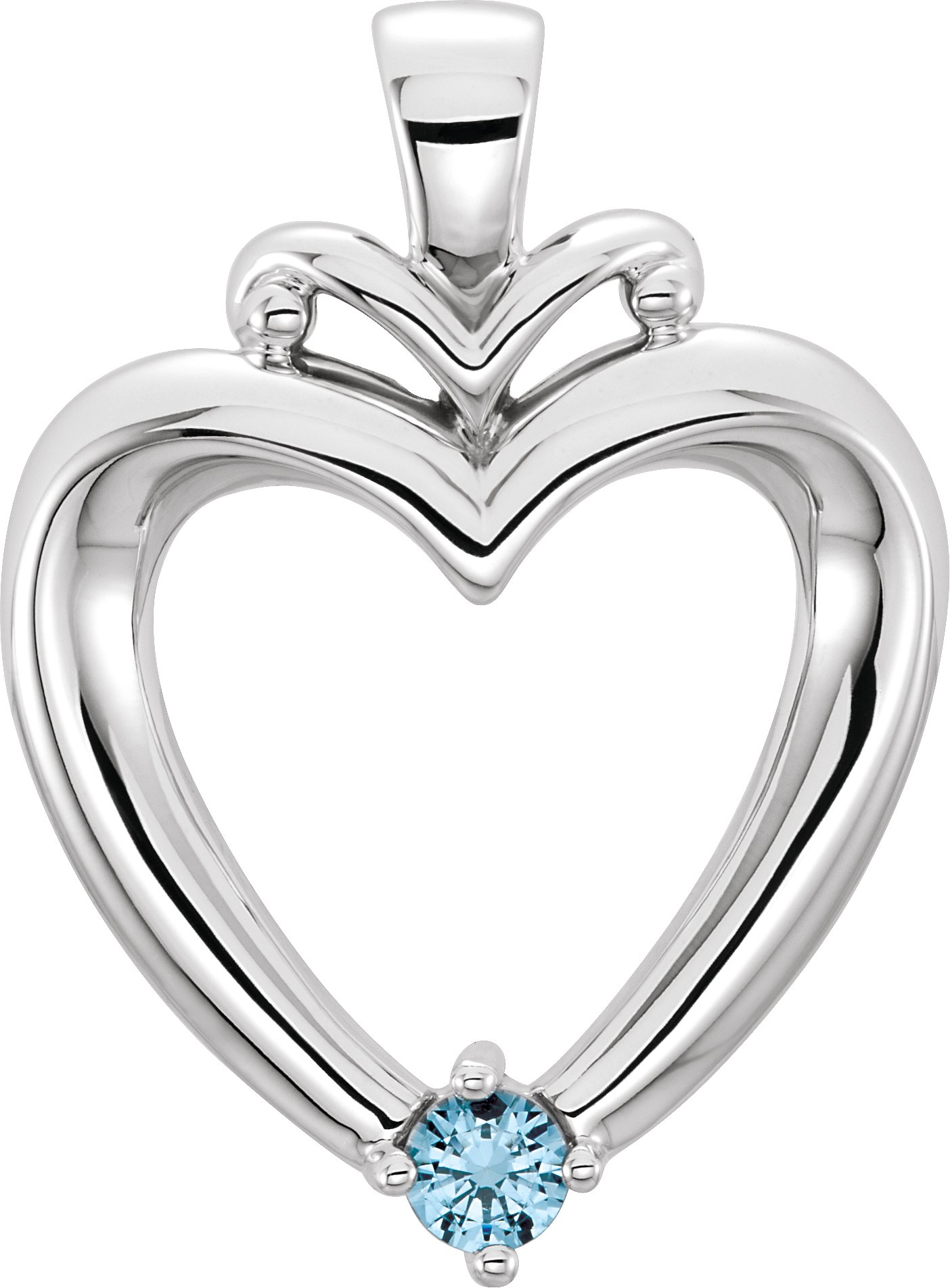 14K White 1-Stone Family Heart Pendant Mounting