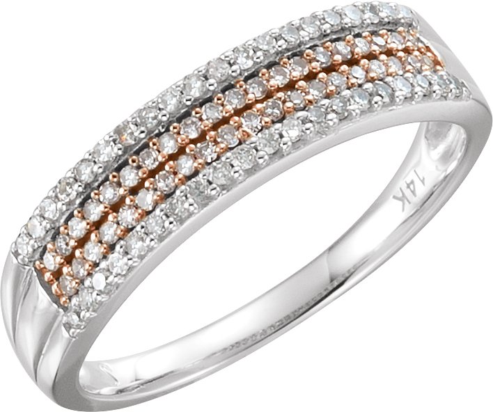 14K White & 14K Rose Gold Plated 1/4 CTW Diamond Ring