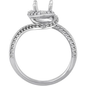 Sterling Silver 6.5 mm Round Accented Engagement Ring Mounting