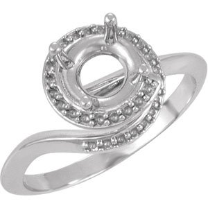 Sterling Silver 7.4 mm Round Engagement Ring Mounting